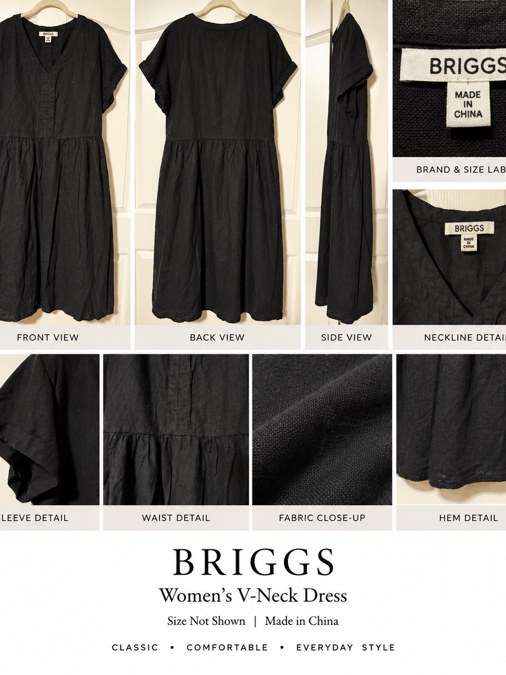 Briggs New York Black V-Neck Casual Women's Dress